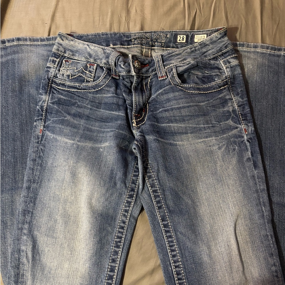 Miss Me Blue Boot Cut Jeans with Vintage Wash